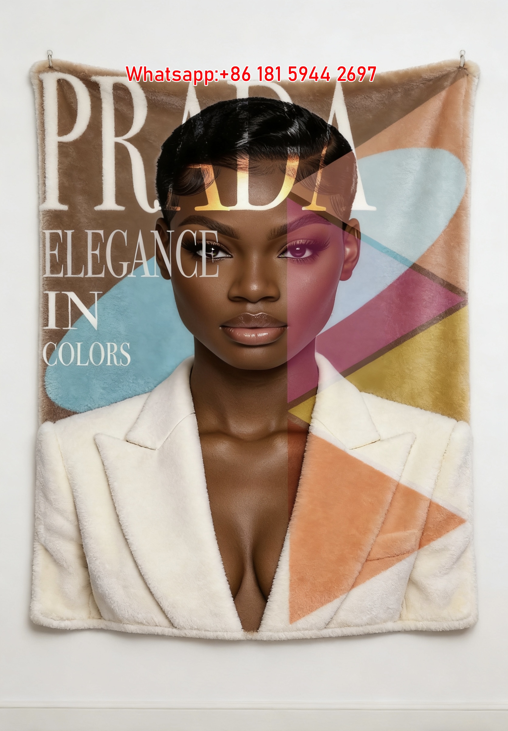 Prada Elegance In Colors Print Flannel Sofa Throw Blanket Vibrant Multicolor White Luxury Wall Hanging Decor Blanket IMG_2823